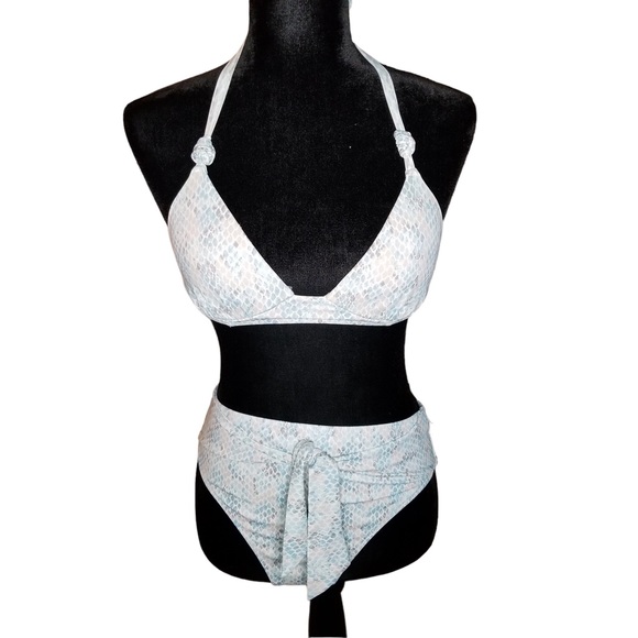 Shade & Shore Blue & White Snake Print Bikini - Picture 2 of 10